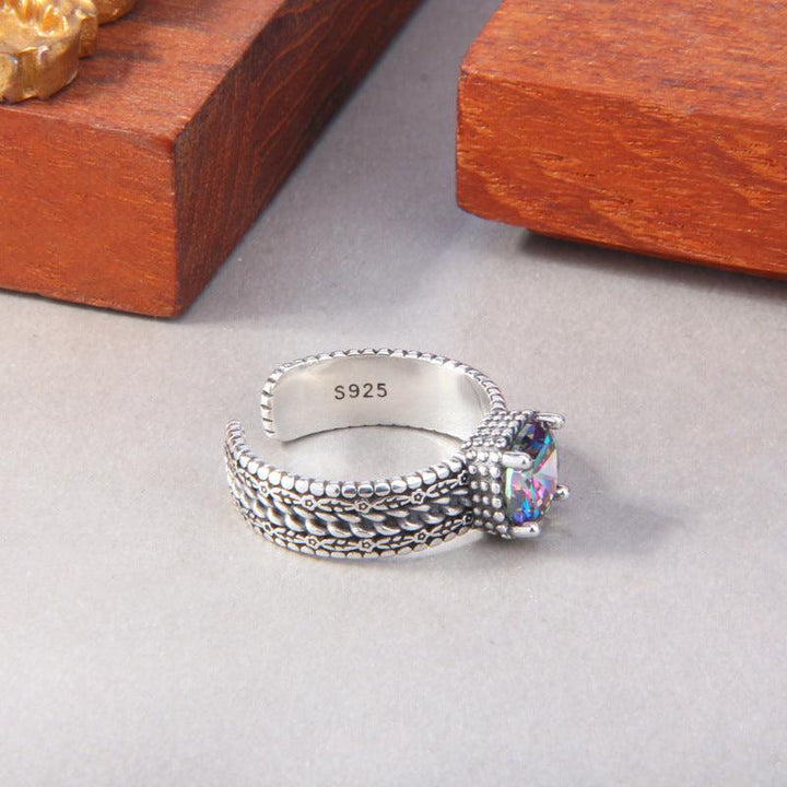 S925 Sterling Silver Colorful Purple Zircon Ring - Trendha