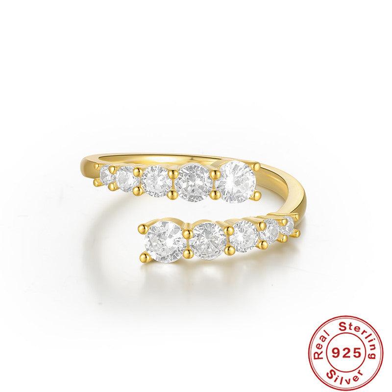 S925 Sterling Silver Diamond Adjustable Ring - Trendha