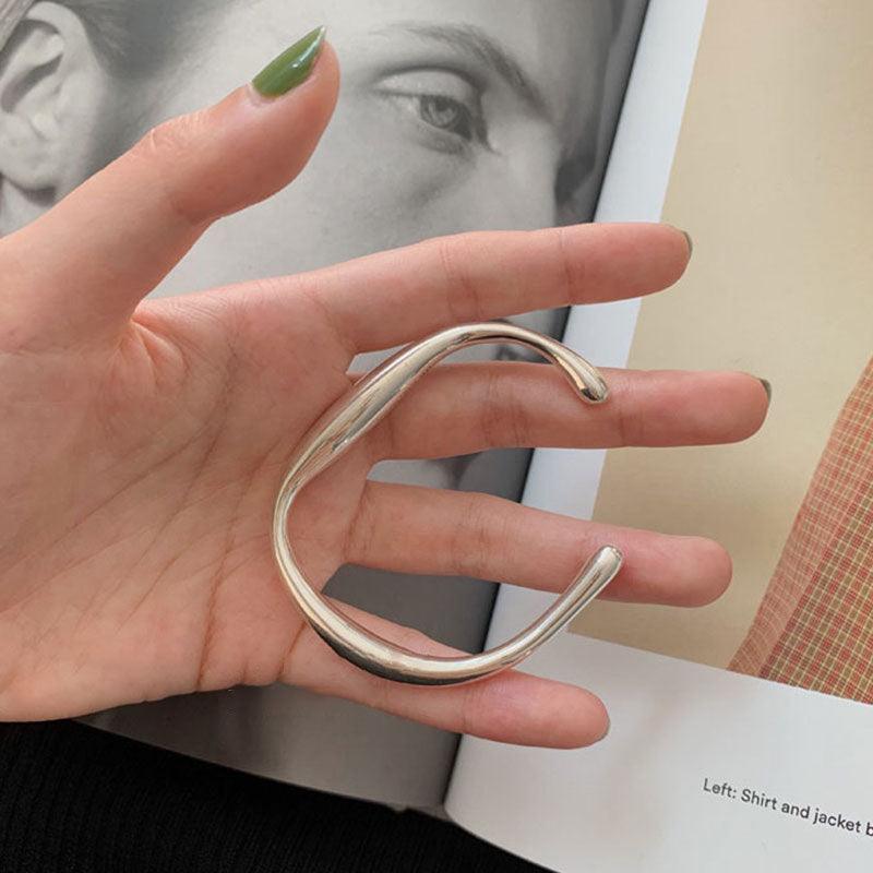 S925 Sterling Silver Irregular Flow Square Bracelet - Trendha