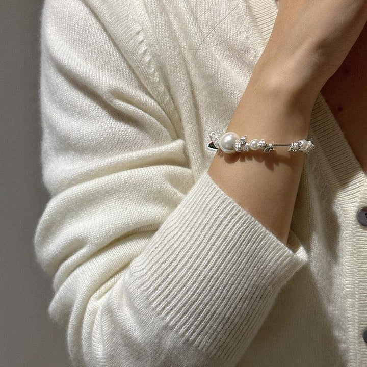 S925 Sterling Silver Irregular Pearl Bracelet - Trendha