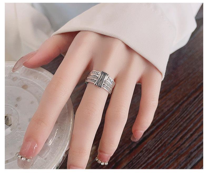 S925 Sterling Silver Retro Distressed Ring - Trendha