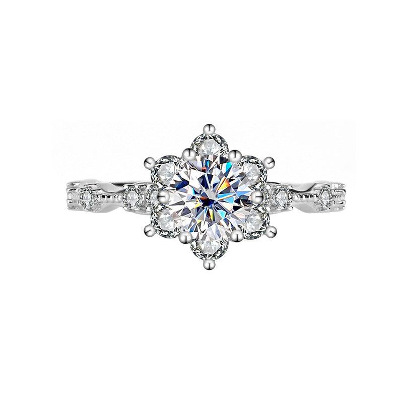 S925 Sterling Silver Ring Moissanite - Trendha