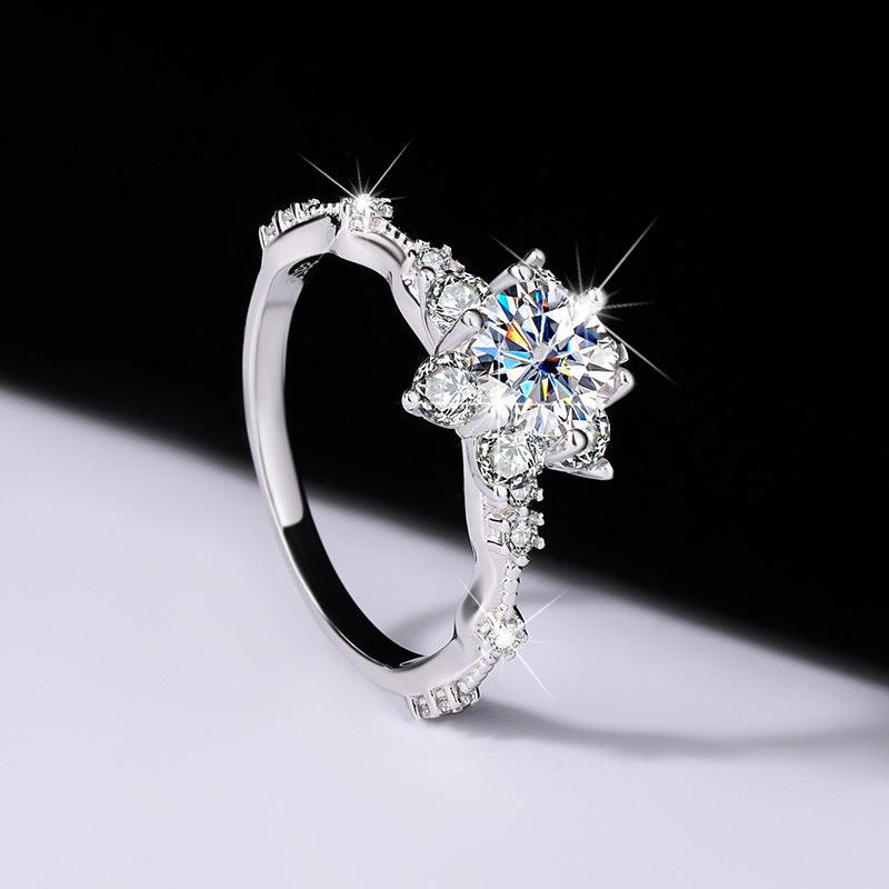 S925 Sterling Silver Ring Moissanite - Trendha
