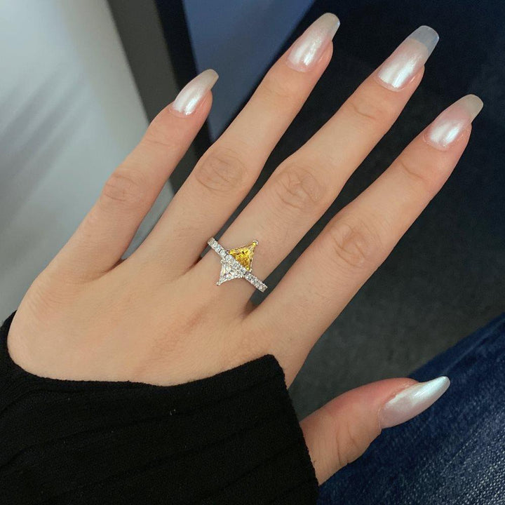 S925 Sterling Silver Ring Triangle Color Zirconium Affordable Luxury Fashion - Trendha