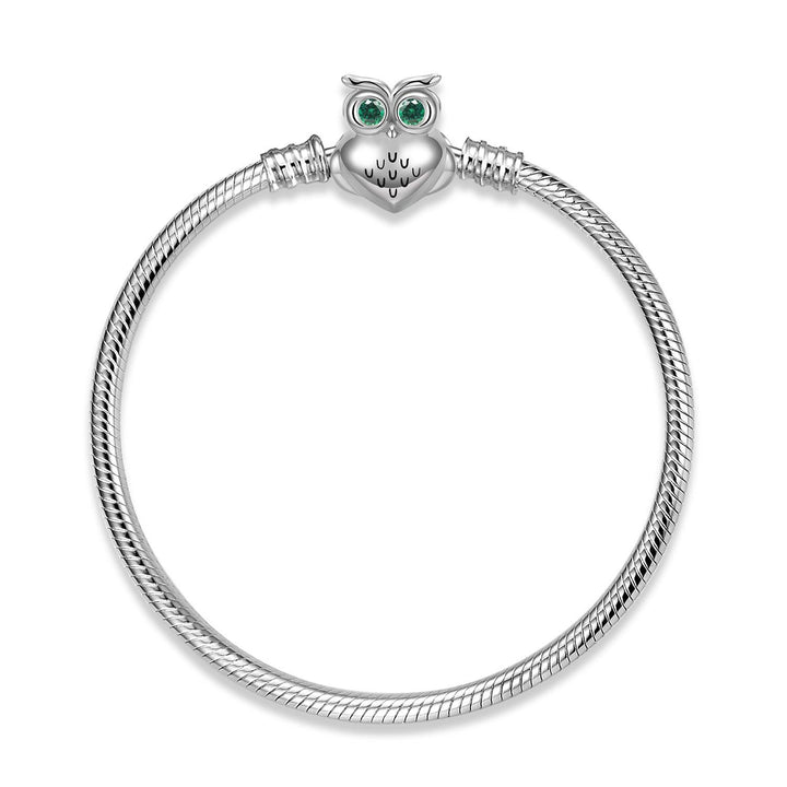 S925 Sterling Silver Snake Bone Chain Bracelet Owl Buckle - Trendha