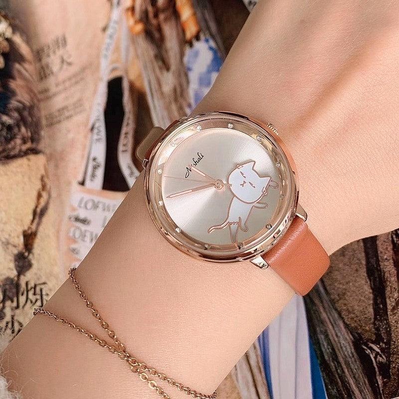 Shaking His Head Kitten Fashion Female Student Watch - Trendha