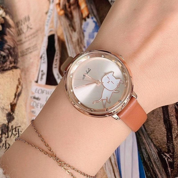 Shaking His Head Kitten Fashion Female Student Watch - Trendha