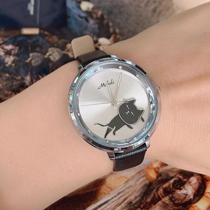 Shaking His Head Kitten Fashion Female Student Watch - Trendha