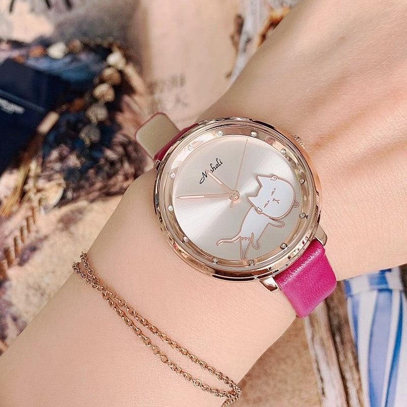 Shaking His Head Kitten Fashion Female Student Watch - Trendha
