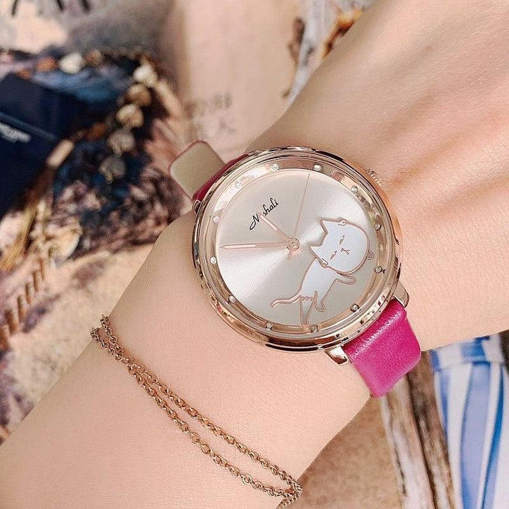 Shaking His Head Kitten Fashion Female Student Watch - Trendha