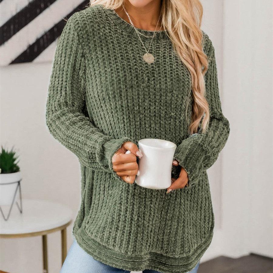 Green Textured Long-Sleeve Jumper