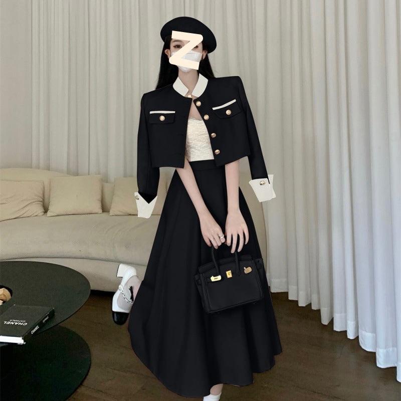Short Coat High Waist Long Skirt Two-piece Set - Trendha