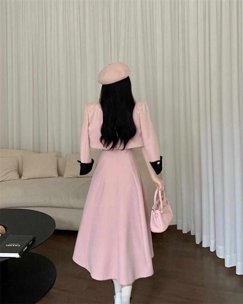 Short Coat High Waist Long Skirt Two-piece Set - Trendha