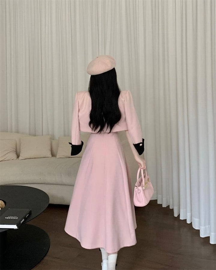 Short Coat High Waist Long Skirt Two-piece Set - Trendha