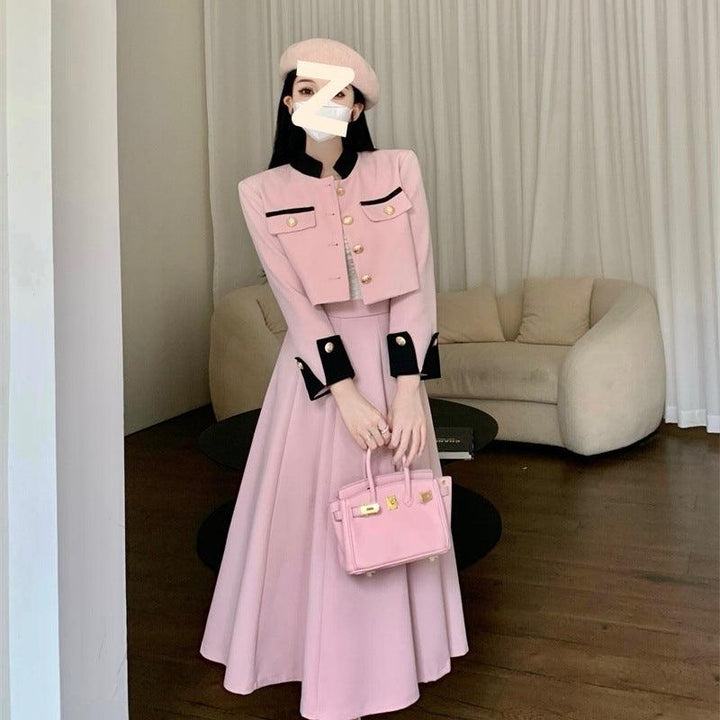 Short Coat High Waist Long Skirt Two-piece Set - Trendha