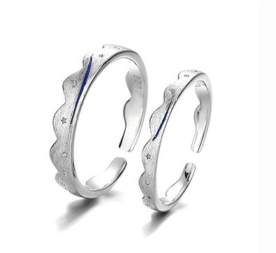 Silver couple engagement ring - Trendha