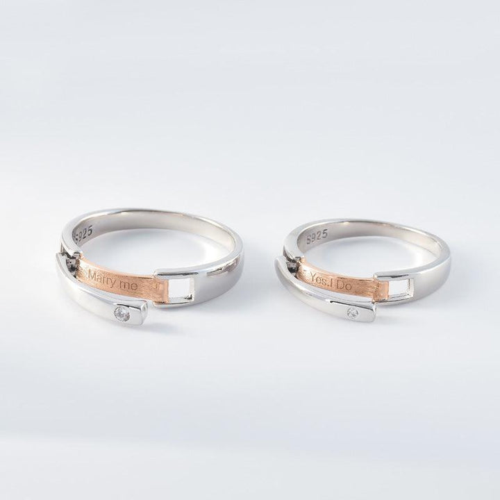 Silver Couple Rings Men And Women Pair Flip Open And Close - Trendha