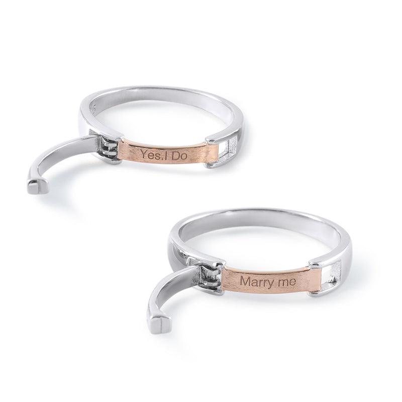 Silver Couple Rings Men And Women Pair Flip Open And Close - Trendha
