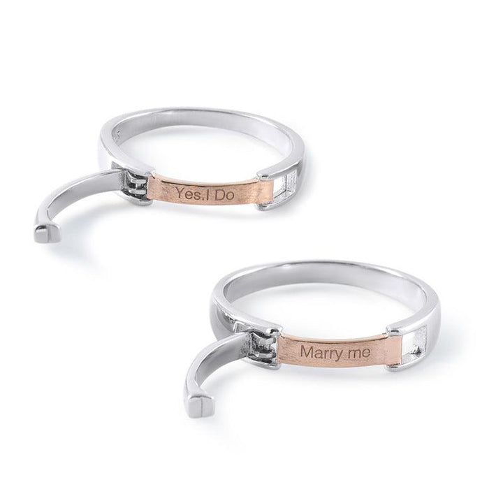 Silver Couple Rings Men And Women Pair Flip Open And Close - Trendha