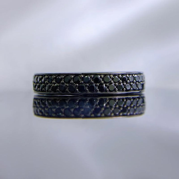Silver Fashion Black Diamond Stackable Ring - Trendha