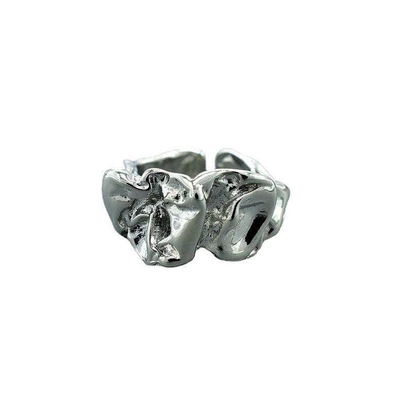 Silver Foil Paper Irregular Girls' Opening Ring - Trendha
