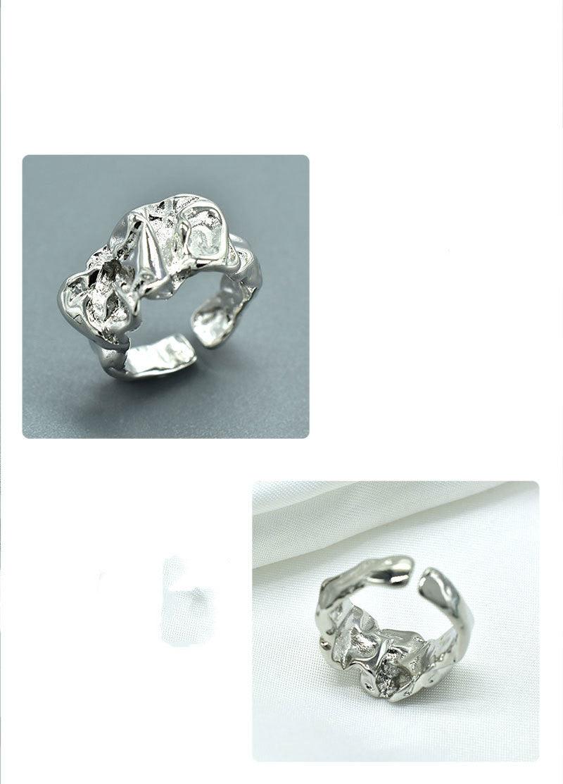 Silver Foil Paper Irregular Girls' Opening Ring - Trendha