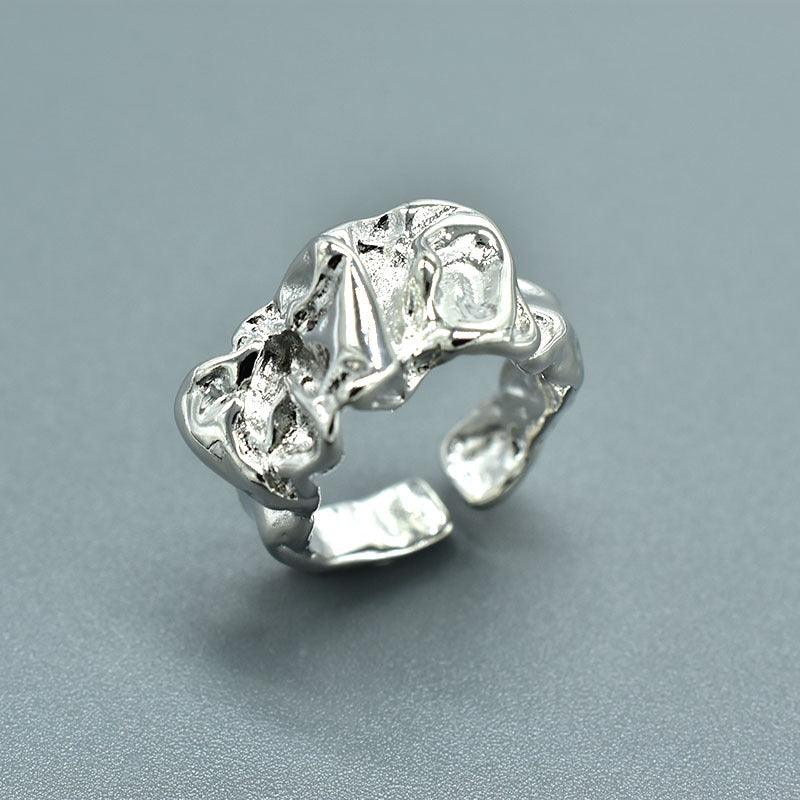 Silver Foil Paper Irregular Girls' Opening Ring - Trendha