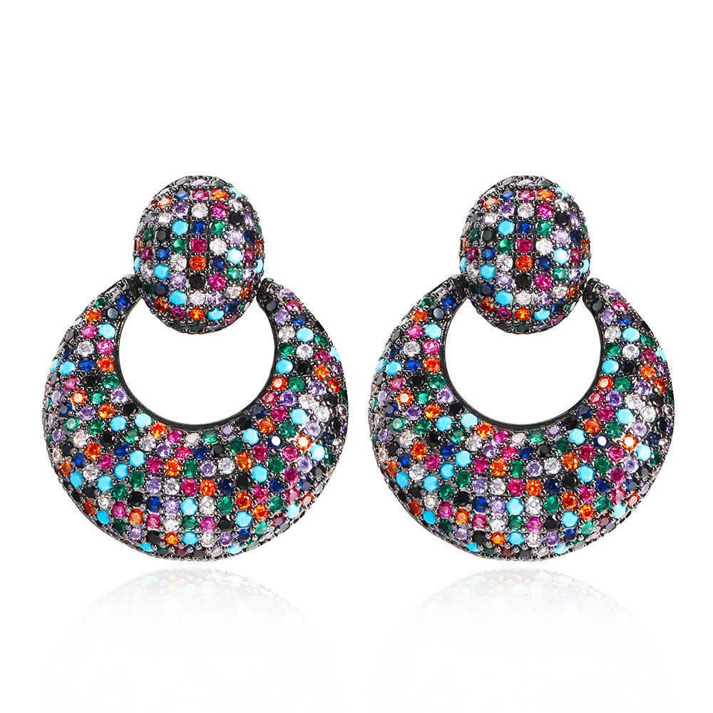 Silver Needle Light Luxury Geometric Zircon High-end Stud Earrings - Trendha