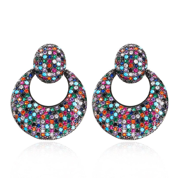 Silver Needle Light Luxury Geometric Zircon High-end Stud Earrings - Trendha