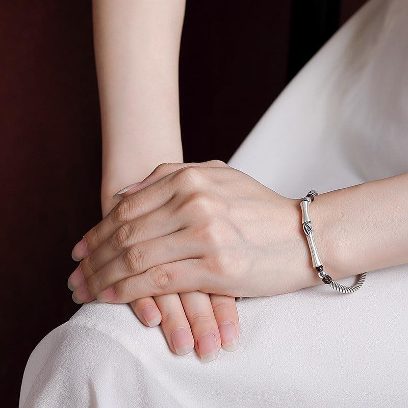 925 Silver Bamboo-Style Bracelet