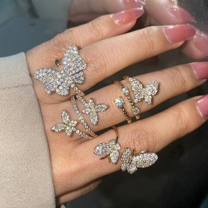 Simple Opening Adjustable Delicate Net Red Butterfly Ring - Trendha