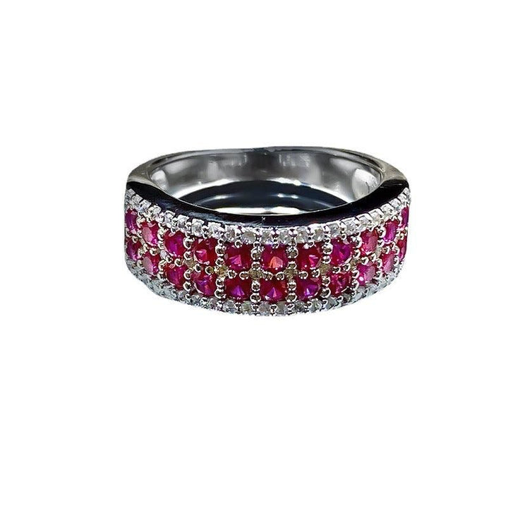 Simple Three-row Micro-inlaid AAA Zircon Female Ring - Trendha