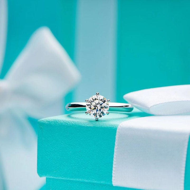 Six Claw Diamond Ring Female Simulation 1 Carat Two Silver T - Trendha