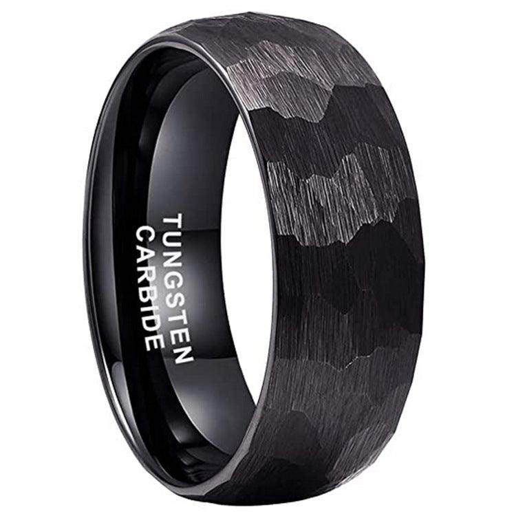 Size 6to13 Men's Hammer Pattern Tungsten Steel Ring - Trendha