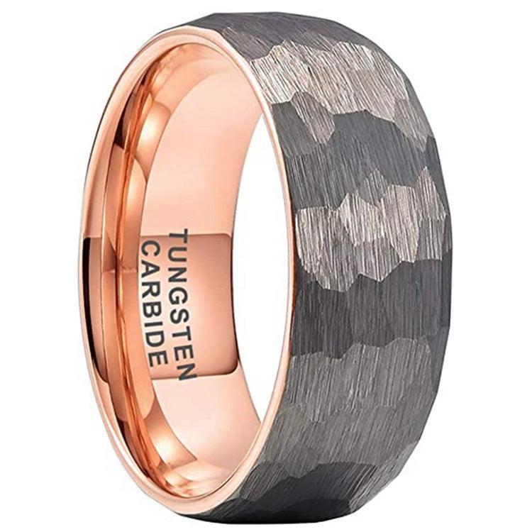 Size 6to13 Men's Hammer Pattern Tungsten Steel Ring - Trendha