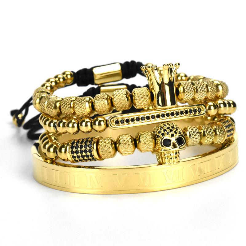 Stainless Steel Skull Bracelet Set Four Pieces For Men - Trendha