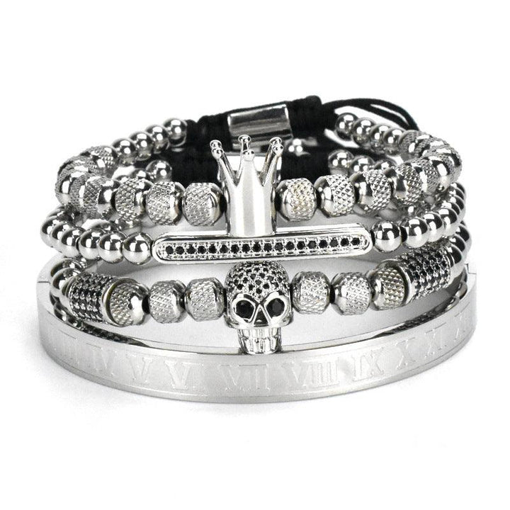 Stainless Steel Skull Bracelet Set Four Pieces For Men - Trendha