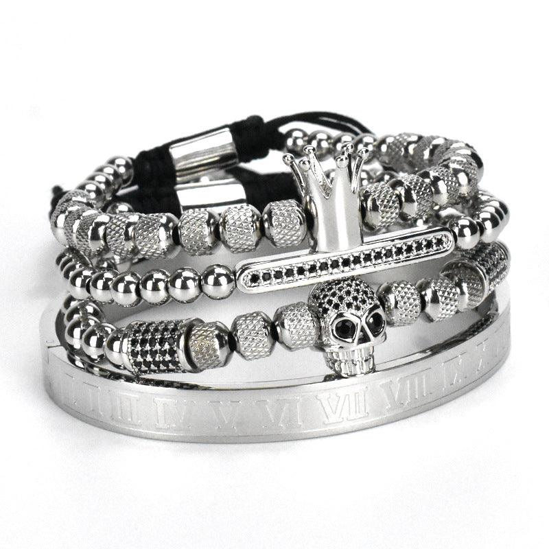 Stainless Steel Skull Bracelet Set Four Pieces For Men - Trendha