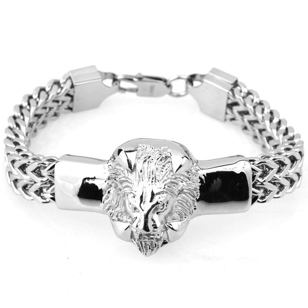 Stainless Steel Titanium Personality Twist Lion Head Bracelet - Trendha