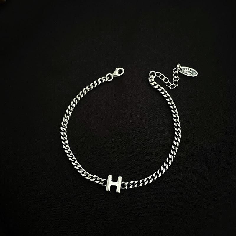Sterling Silver 26 English Letter Bracelet Female Minority - Trendha