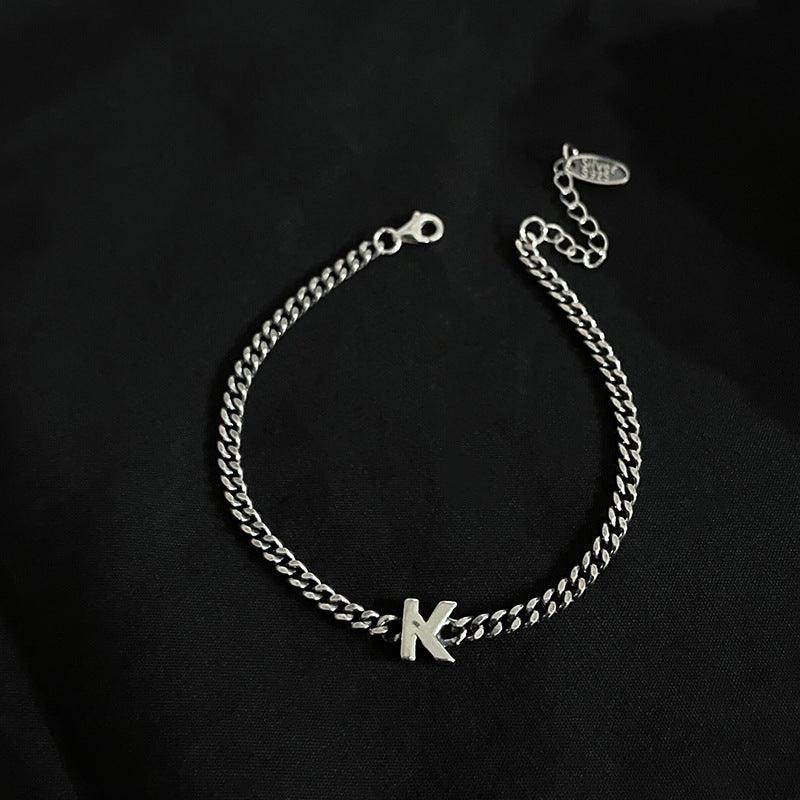 Sterling Silver 26 English Letter Bracelet Female Minority - Trendha
