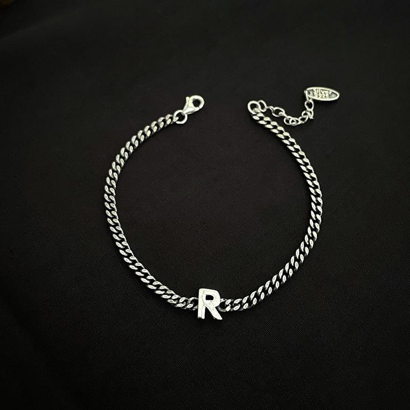 Sterling Silver 26 English Letter Bracelet Female Minority - Trendha