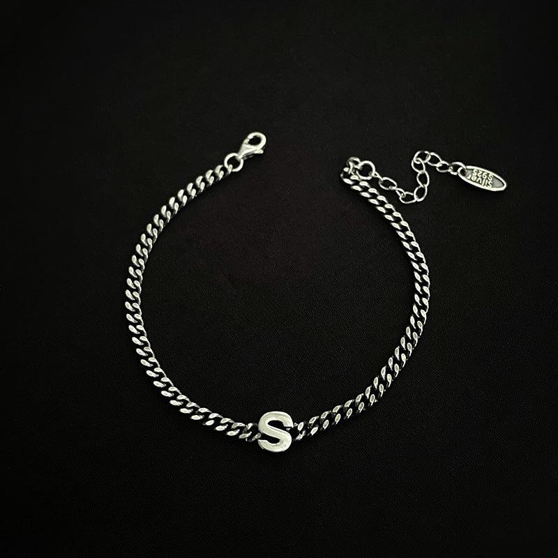 Sterling Silver 26 English Letter Bracelet Female Minority - Trendha