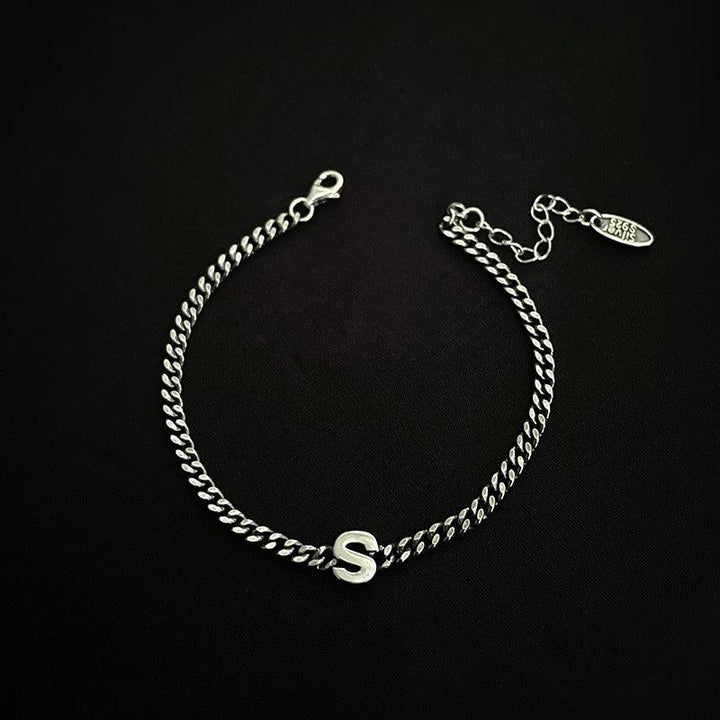 Sterling Silver 26 English Letter Bracelet Female Minority - Trendha