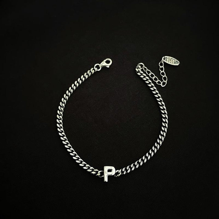 Sterling Silver 26 English Letter Bracelet Female Minority - Trendha