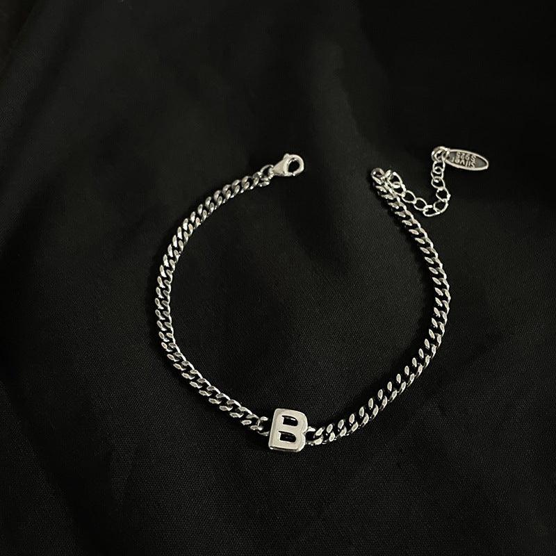 Sterling Silver 26 English Letter Bracelet Female Minority - Trendha