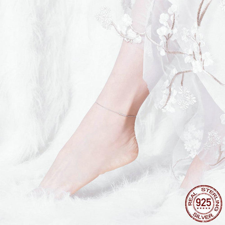 Sterling Silver Anklet Platinum Plated Simple Fashion - Trendha