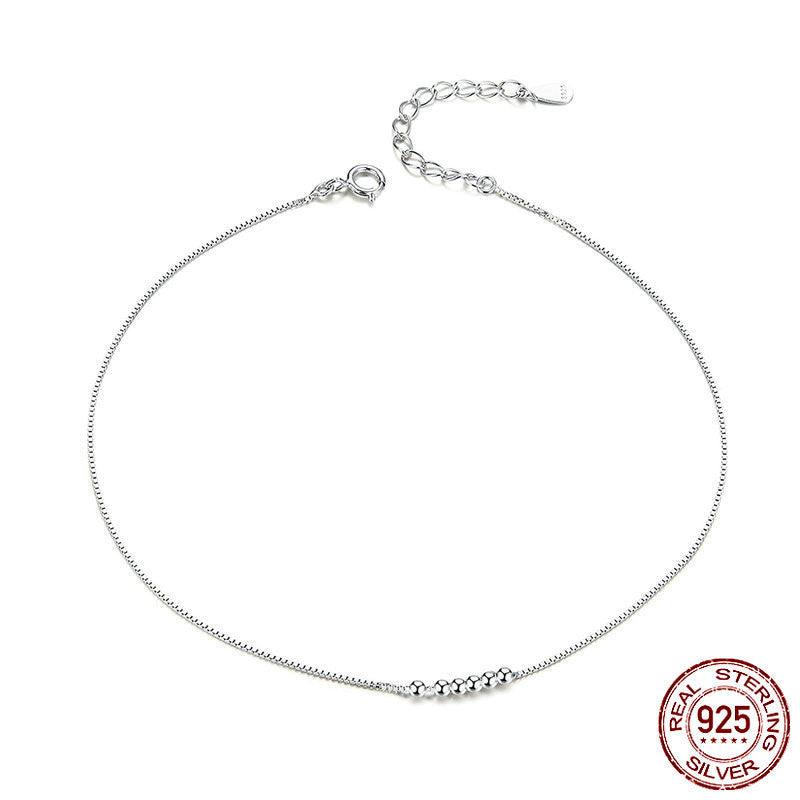 Sterling Silver Anklet Platinum Plated Simple Fashion - Trendha