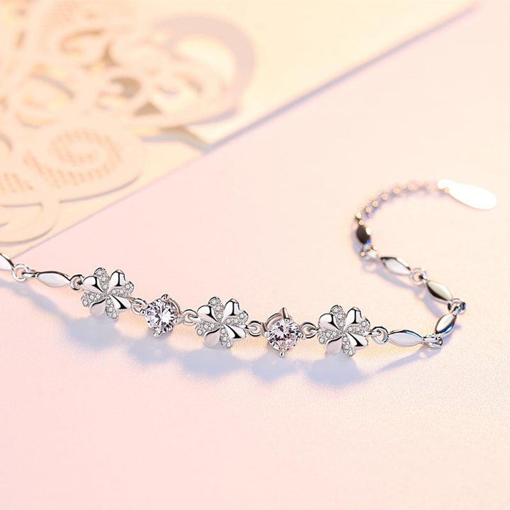 Sterling Silver Bracelet Female Fashion Clover Simple - Trendha