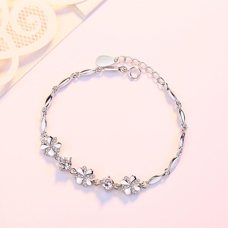Sterling Silver Bracelet Female Fashion Clover Simple - Trendha